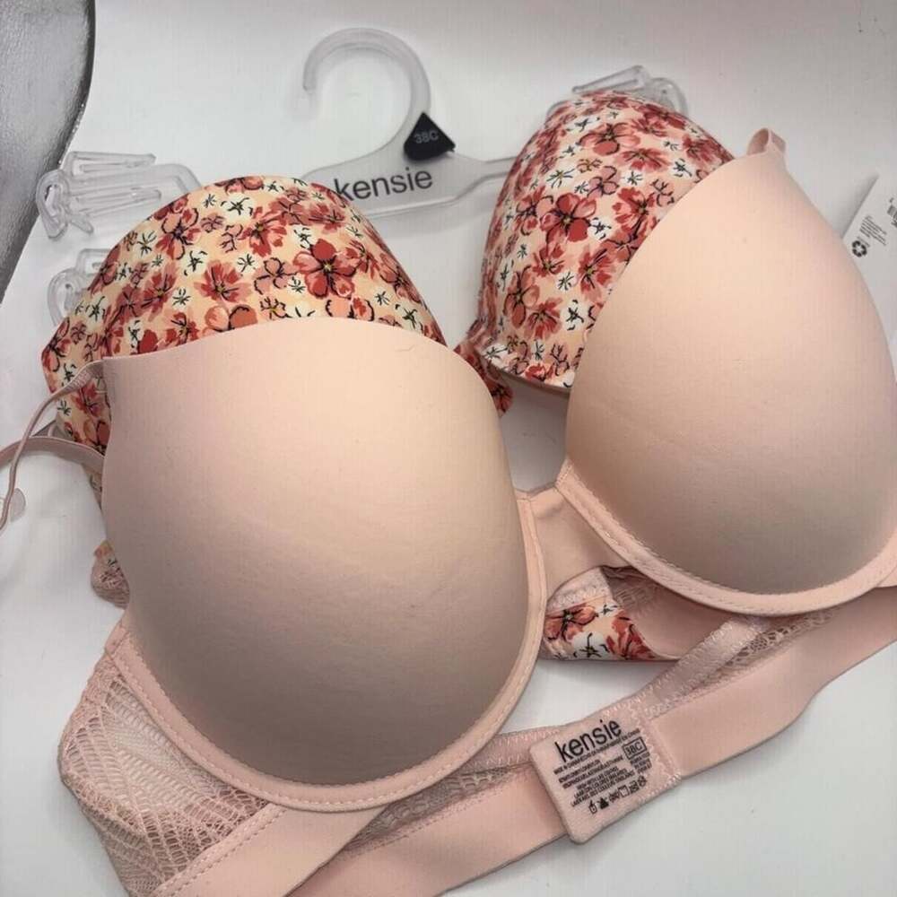 Kensie Push Up Bra Size 38C Pink Floral Lingerie